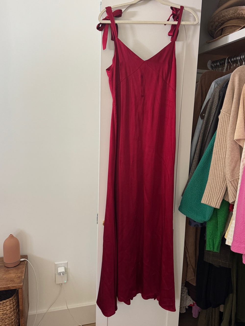 Reformation Deep Red Satin Slip Dress - Picture 4 of 6
